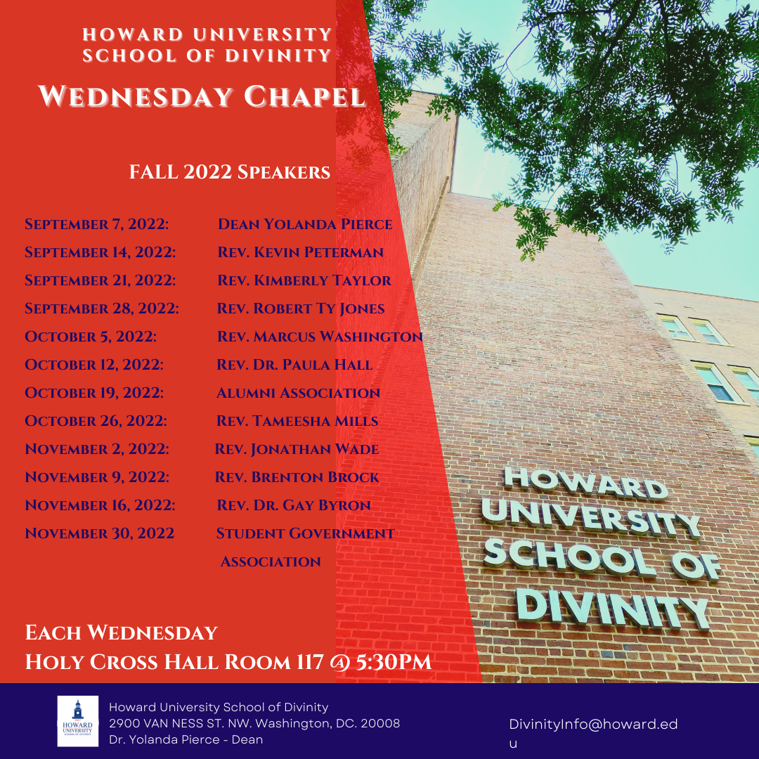 Fall 2022 Wednesday Chapel Schedule | Howard University Department Site